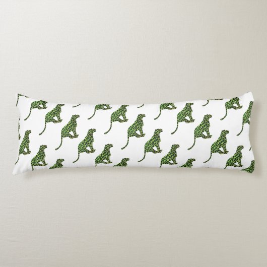 Silhouette Leopard Black en Green Lichaamskussen (Voorkant)