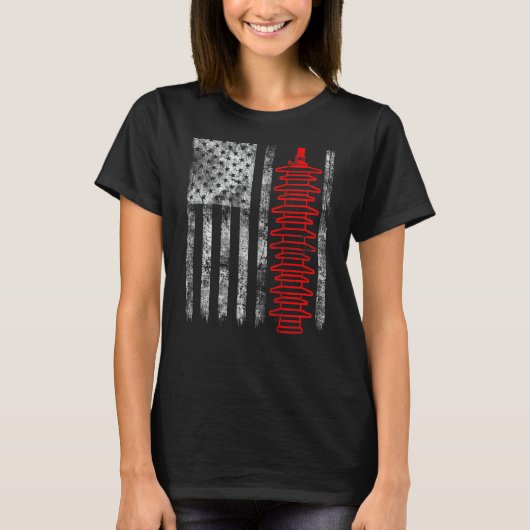 Silhouette Lightning Arrester American Flag Linema T-shirt (Voorkant)