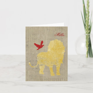 Silhouette Lion Or Carte pour notes personnalisé