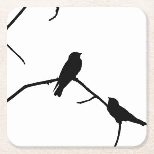 Silhouette Love Bird die kijkt door te slikken of Vierkante Kartonnen Onderzetter