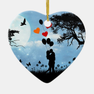 Silhouette Love Keramisch Ornament