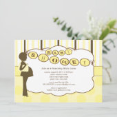Silhouette mam Baby shower Boy Girl Yellow Brown Kaart (Staand voorkant)