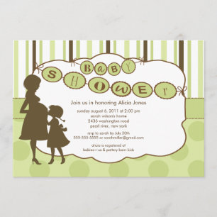 Silhouette Mam Baby shower Genderneutraal Groen Kaart