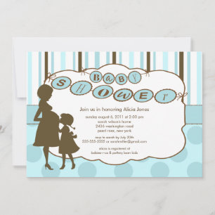 Silhouette mama Baby shower Baby Blue Brown Kaart