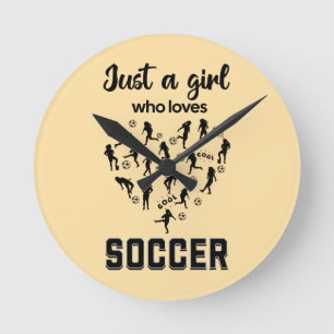 Silhouette meisjes spelen Voetbal Ronde Klok