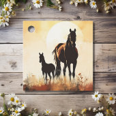 Silhouette merrie en veulen Sunset Horse Baby show Bedankjes Labels