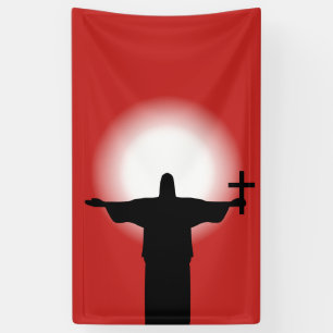 Silhouette met kruisje spandoek