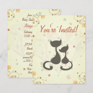 Silhouette Mom Kat en Kitten Baby shower Uitnodige Kaart