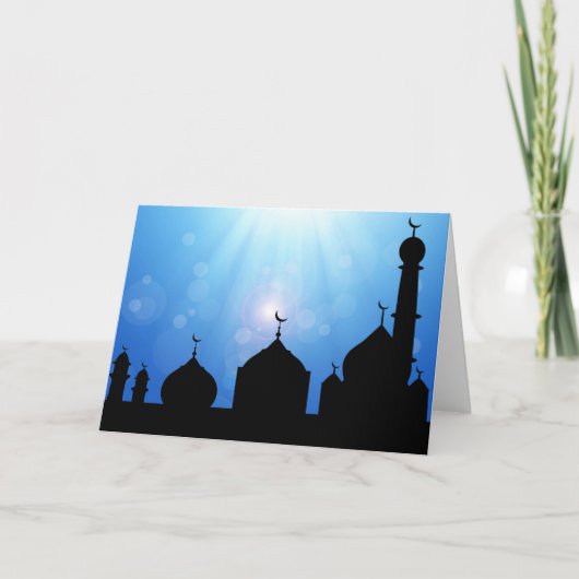 Silhouette mosquée avec Sunburst - Carte de voeux (Devant)