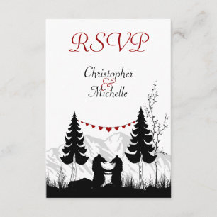 Silhouette Mountain Bears Wedding RSVP Cartes