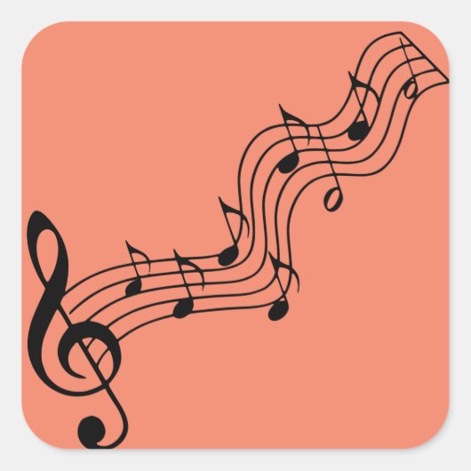 silhouette-musical-note-clef-bass vierkante sticker (Voorkant)