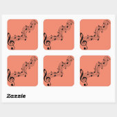 silhouette-musical-note-clef-bass vierkante sticker (Vel)