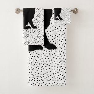 Silhouette noire assis lapin sur Pois