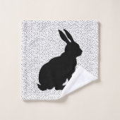 Silhouette noire assis lapin sur Pois (Gant de toilette)