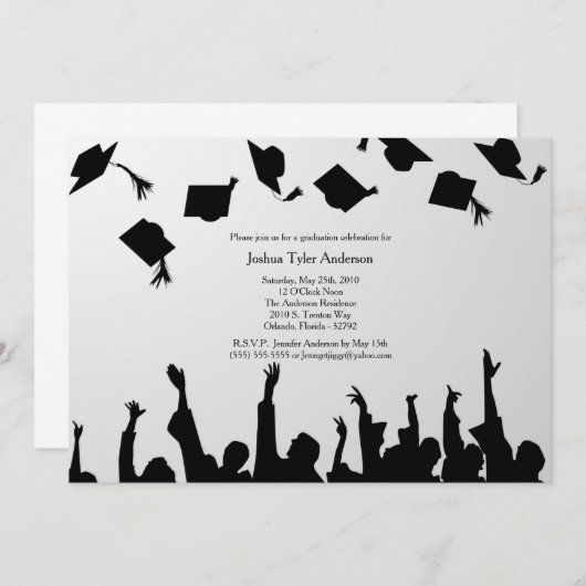 Silhouette noire blanche Invitation de la fête de  (Devant / Derrière)