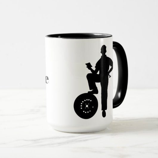 Silhouette noire de la Mug Mécanique Ajouter un no (Devant droit)