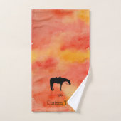 Silhouette occidentale noire de cheval sur (Serviette à main)