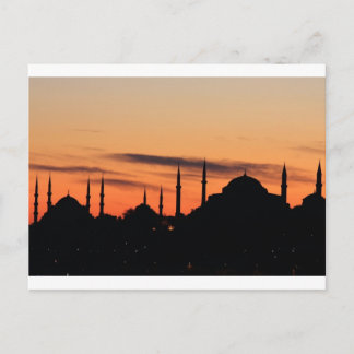 Silhouette of Blue moskee and Hagia Sophia Briefkaart