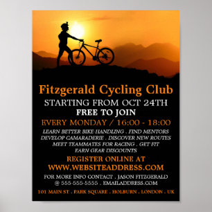 Silhouette of Cyclist, Cycling Club Adverteren Poster
