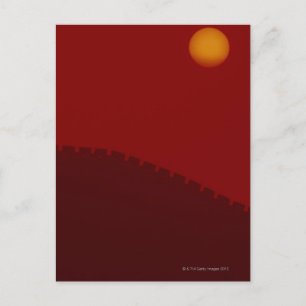 Silhouette of Great Wall of China Briefkaart