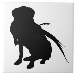 Silhouette of Labrador Retriever met fazant Tegeltje