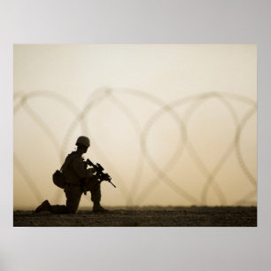 Silhouette of Marine Poster
