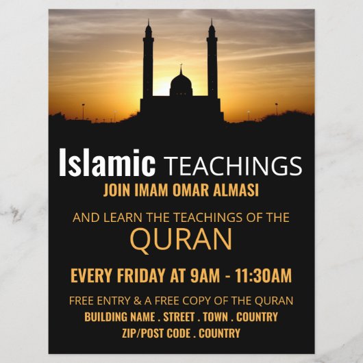 Silhouette of Mosque, Islamic Teaching Adverteren Flyer (Voorkant)