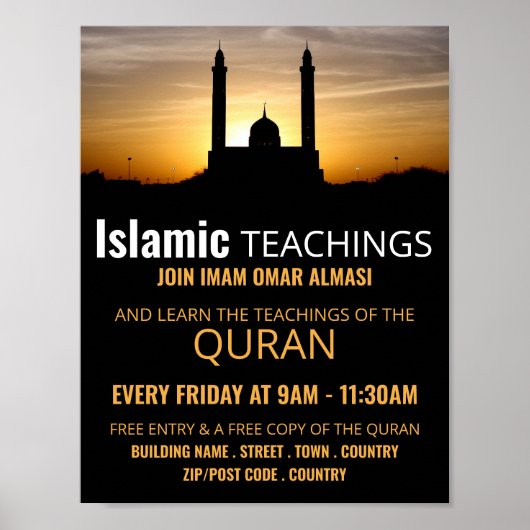 Silhouette of Mosque, Islamic Teaching Adverteren Poster (Voorkant)