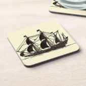 Silhouette of Ship met buigende nagels Drankjes Onderzetter (Linkerzijde)