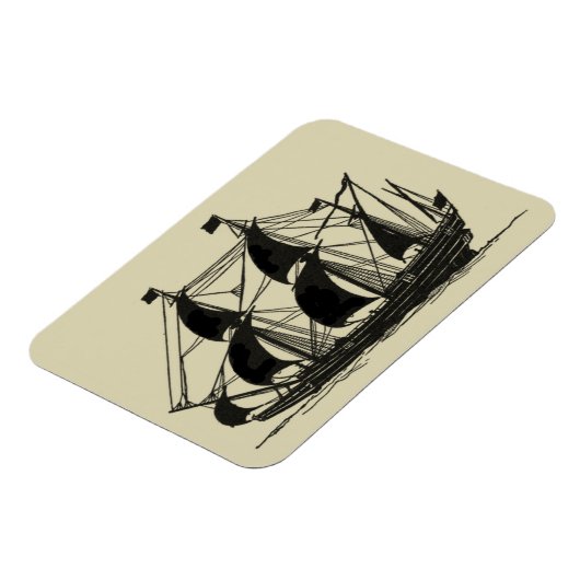 Silhouette of Ship met buigende nagels Magneet (Linkerzijde)