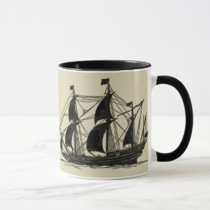 Silhouette of Ship met buigende nagels Mok