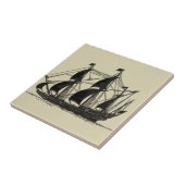 Silhouette of Ship met buigende nagels Tegeltje (Zijkant)