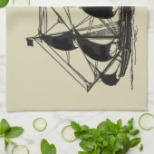 Silhouette of Ship met buigende nagels Theedoek (Gevouwen)