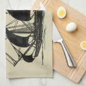 Silhouette of Ship met buigende nagels Theedoek (Quarter Fold)