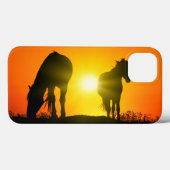 Silhouette of Two Horses at Sunset Case-Mate iPhone Case (Achterkant (horizontaal))