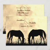 Silhouette Paarden Grazen In Het Veld Sunset Weddi Kaart (Voorkant / Achterkant)