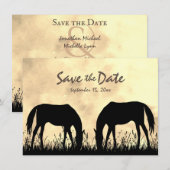 Silhouette Paarden Grazen In Het Veld Sunset Weddi Save The Date (Voorkant / Achterkant)