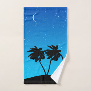 Silhouette Palmier Contre Bain Bleu Du Soir Douce
