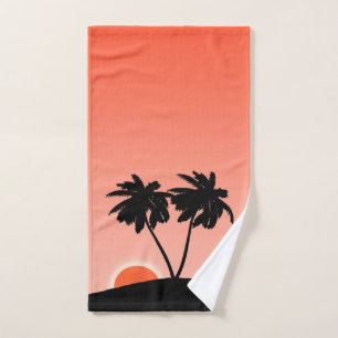 Silhouette Palmier Contre Coucher Orange Bain À So