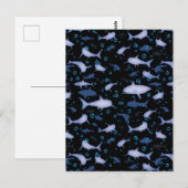 Silhouette Pattern (zwart en blauw) Briefkaart (Voorkant / Achterkant)