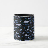 Silhouette Pattern (zwart en blauw) Mok (Midden)