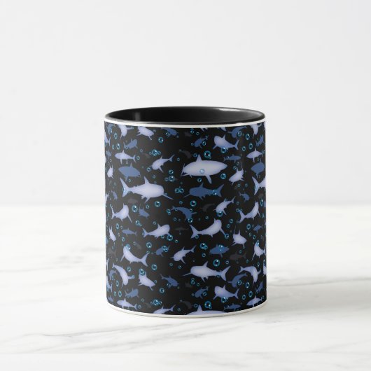 Silhouette Pattern (zwart en blauw) Mok (Midden)