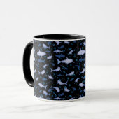 Silhouette Pattern (zwart en blauw) Mok (Voorkant links)