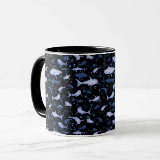 Silhouette Pattern (zwart en blauw) Mok (Voorkant links)