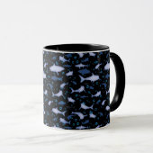 Silhouette Pattern (zwart en blauw) Mok (Voorkant rechts)