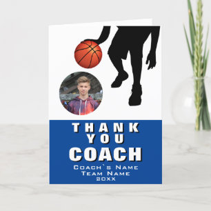 Silhouette Photo Coach voor Basketball Player Bedankkaart