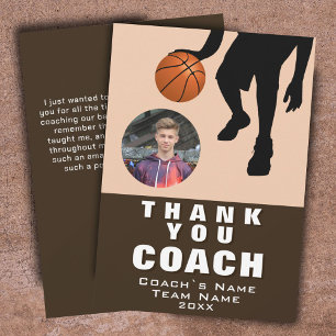 Silhouette Photo Coach voor Basketball Player Bedankkaart
