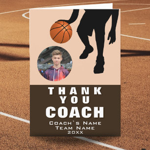 Silhouette Photo Coach voor Basketball Player Bedankkaart