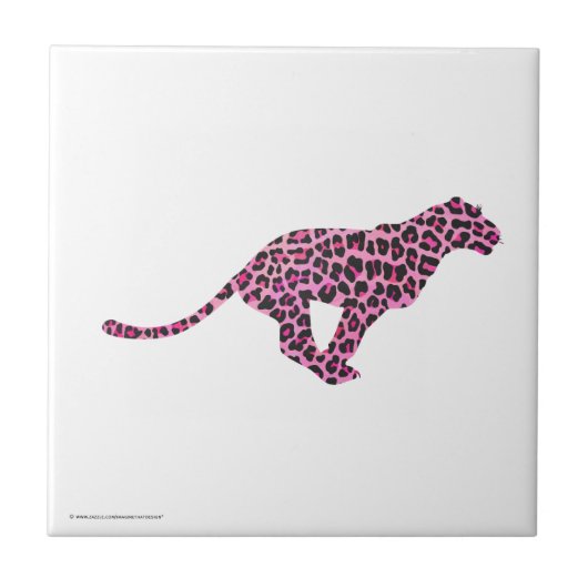 Silhouette Pink en Black Leopard Tegeltje (Voorkant)