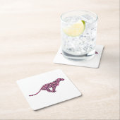 Silhouette Pink en Black Leopard Vierkante Kartonnen Onderzetter (Insitu)